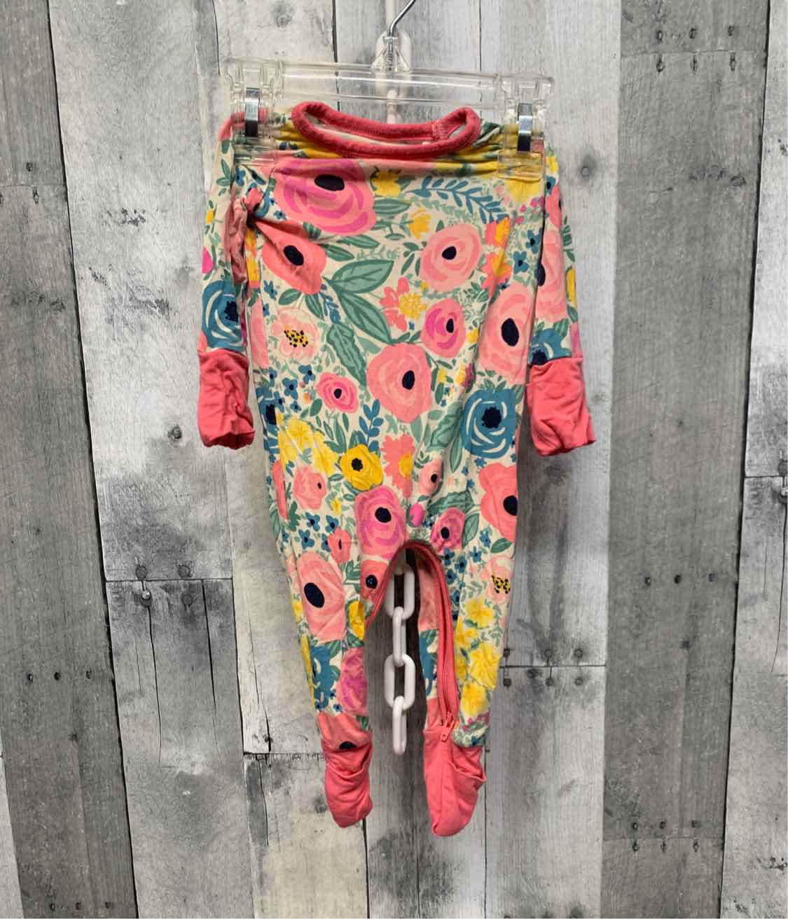 Size Newborn Pink Floral Print Little Sleepies Footy PJs