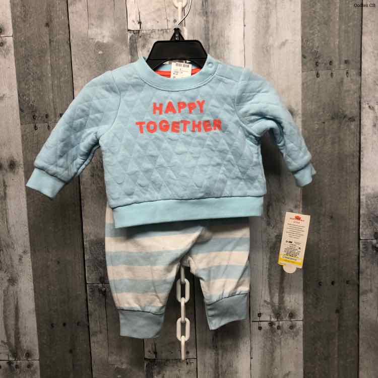 Size 0-3 Months Blue/White Cat & Jack Shirt/Pants