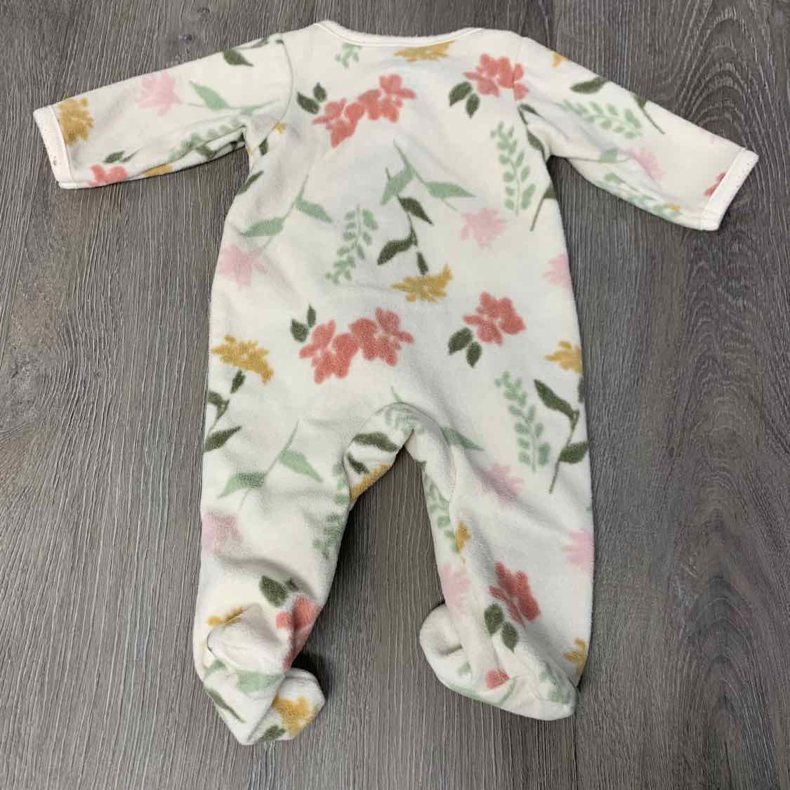 Size Preemie White/Green Child of Mine Footy PJs