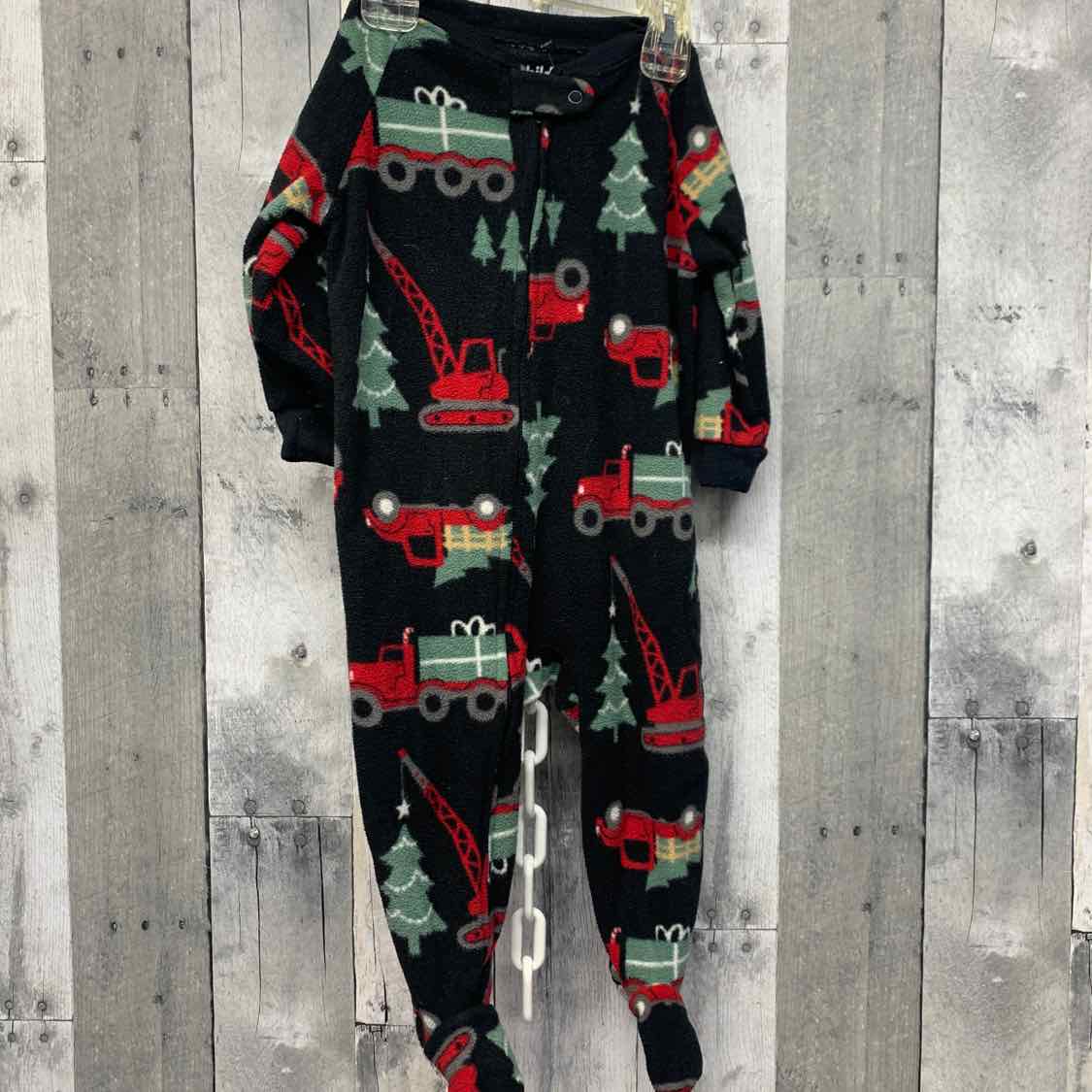 Size 12 Months Black Print Child of Mine Footy PJs