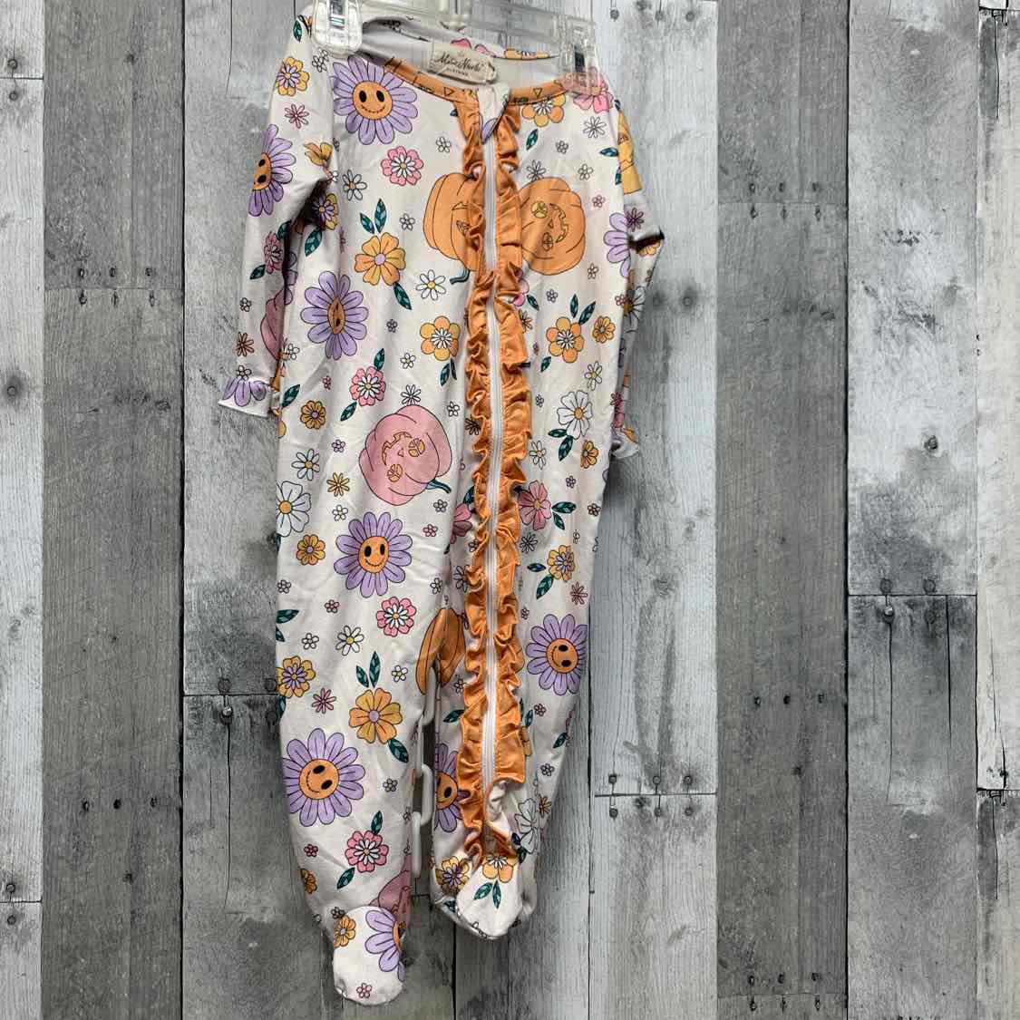 Size 6-12 Months White/Orange Boutique Brand Footy PJs