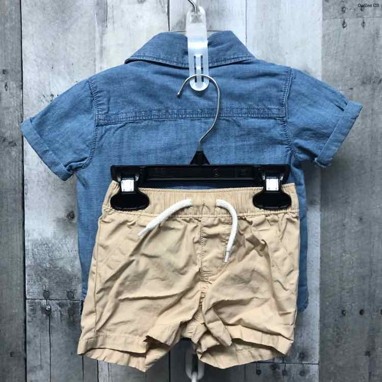 Size 6 Months Denim/White Carter's Shirt/Shorts - OodlesCB