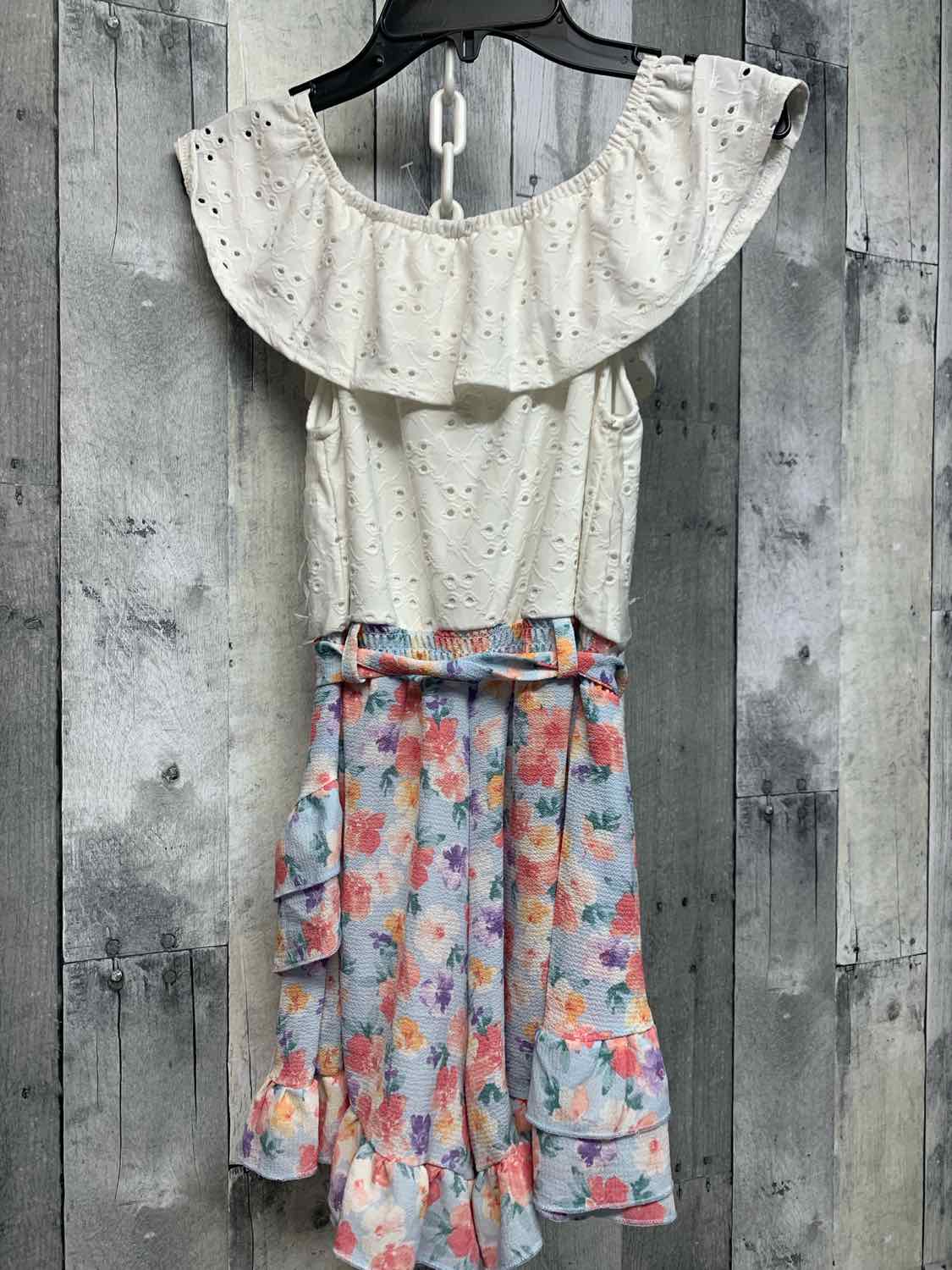 Size 8 White/Blue Knit Works Romper