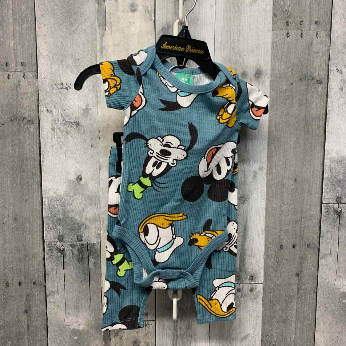 Size 0-3 Months Blue Print Disney Shirt/Pants