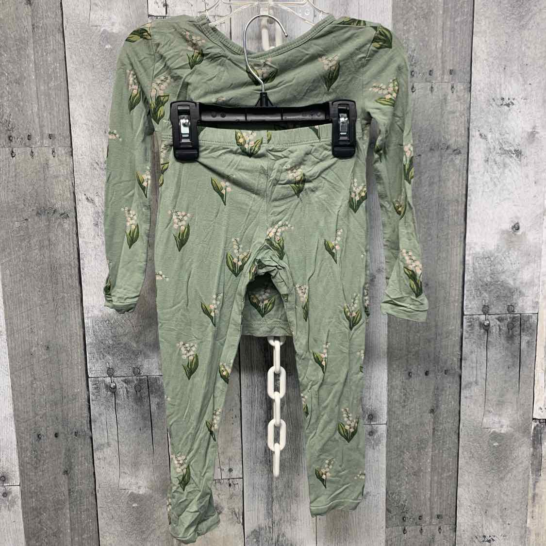 Size 3T Green/Pink Kyte 2pc PJs