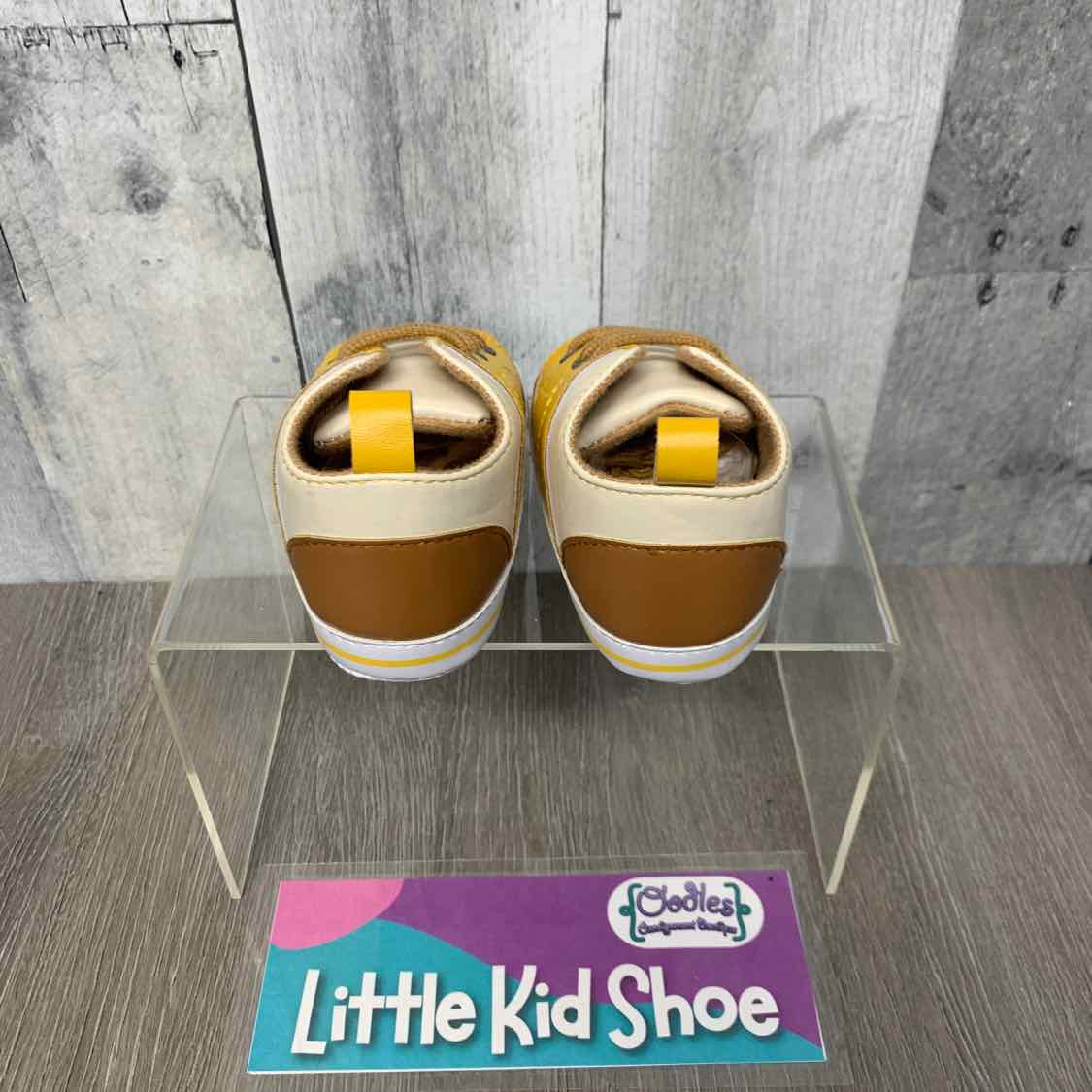 Size 3 Tan/Yellow Little Me Soft Sole Shoes