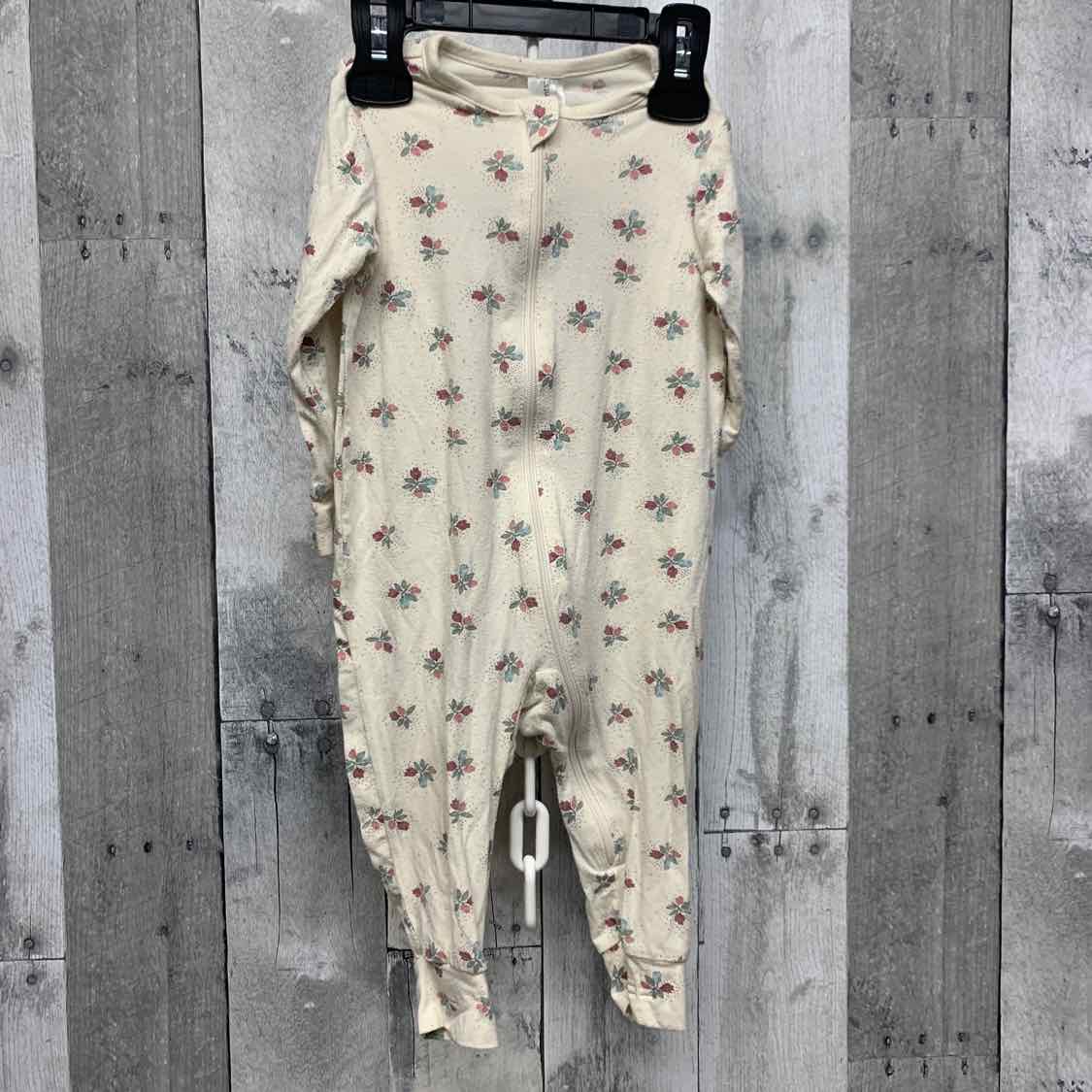 Size 12 Months Ivory Print Modern Moments by Gerber Footy PJs - OodlesCB