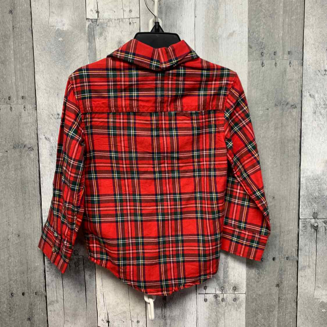 Size 2T Red Plaid Carter's LS Button Up