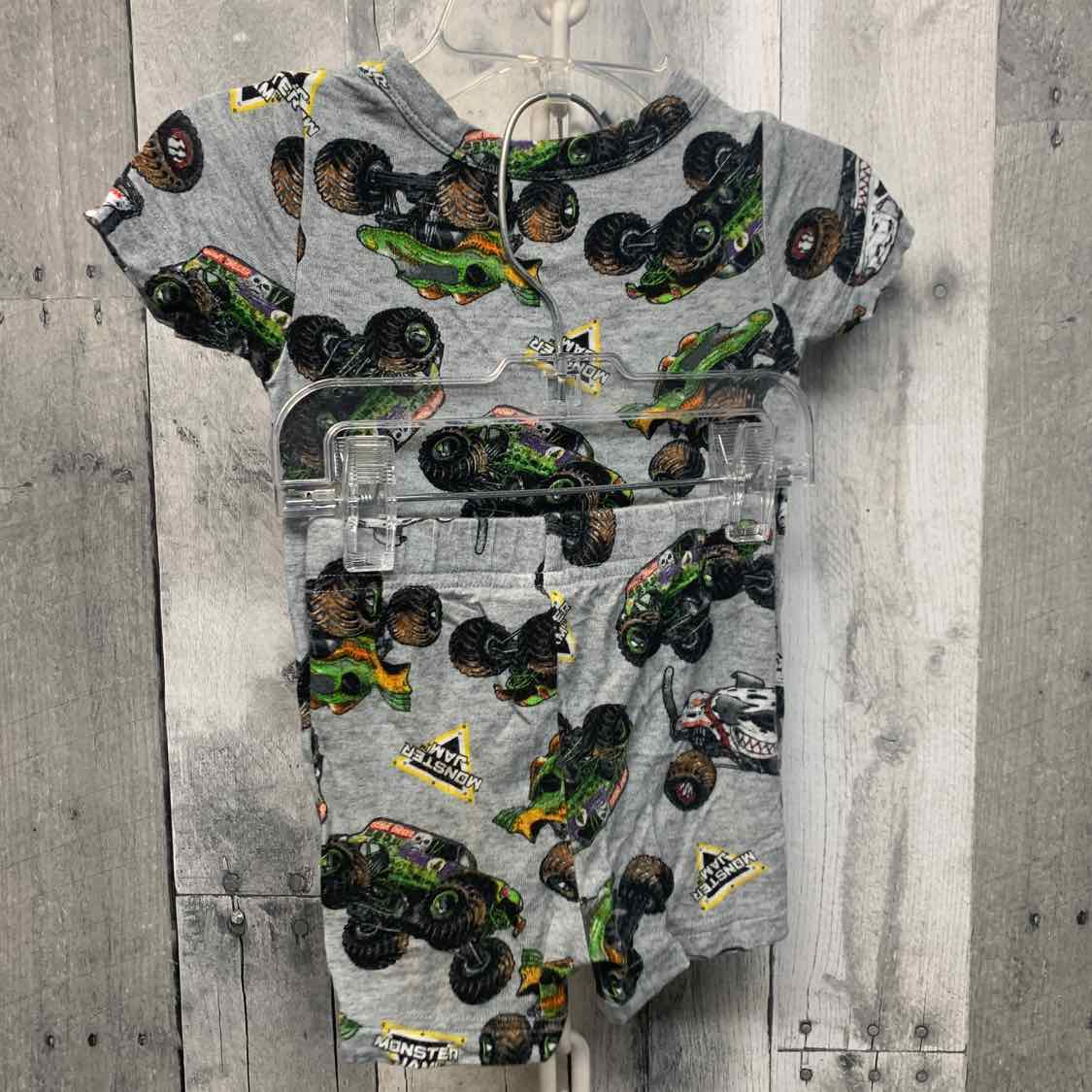 Size 12 Months Gray Print Hot Wheels 2pc PJs
