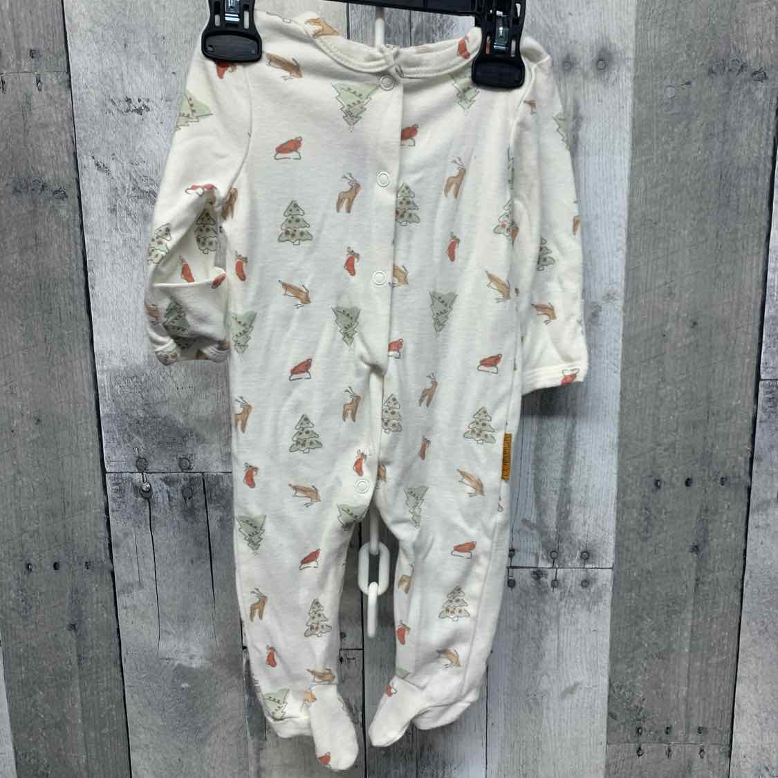 Size 0-3 Months White Graphic B Brand Footy PJs
