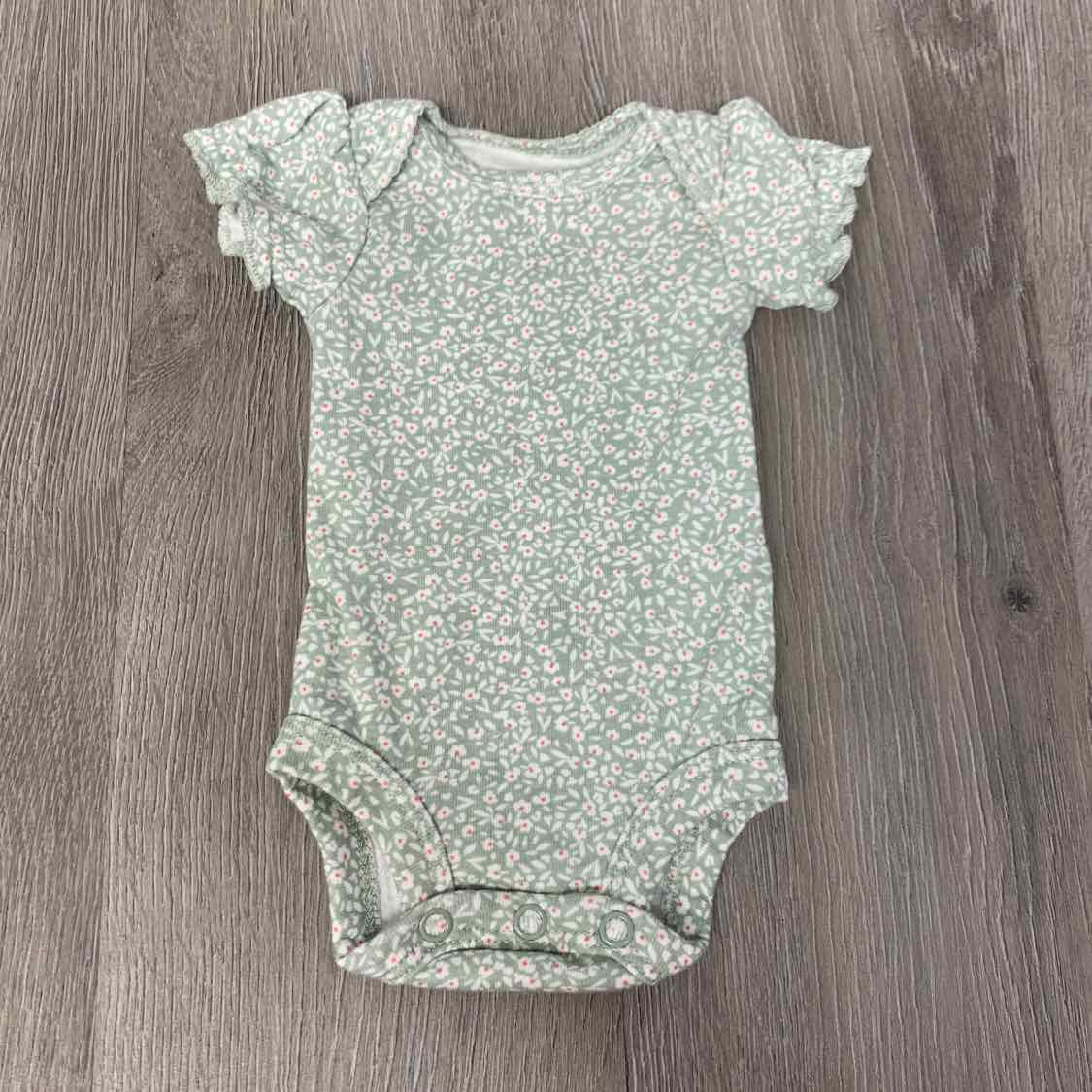 Size Preemie Green Floral Print Carter's Bodysuit