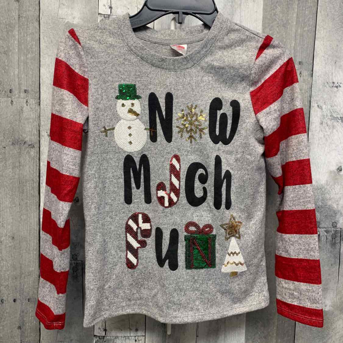 Size 7/8 Gray/Red Holiday Brands Long Sleeve Shirt
