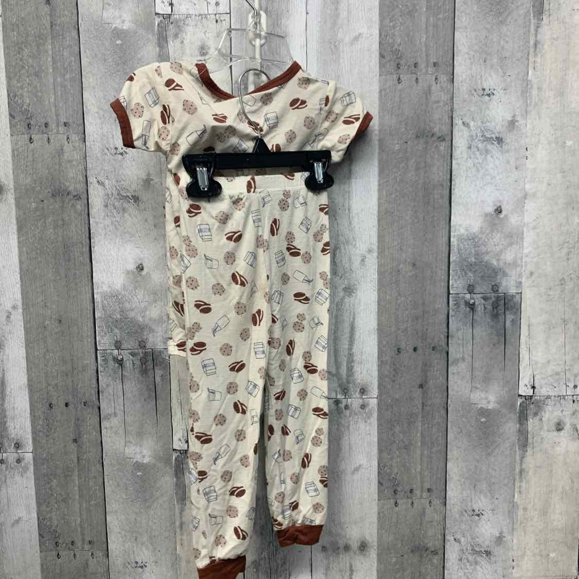 Size 2T Ivory/Brown Bamboo 2pc PJs