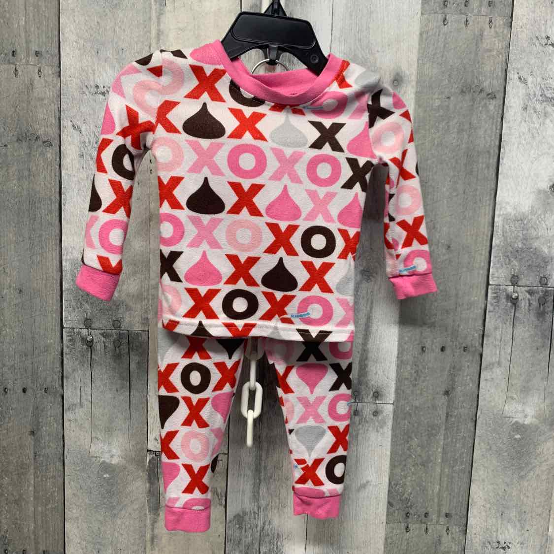 Size 12 Months White/Pink B Brand 2pc PJs