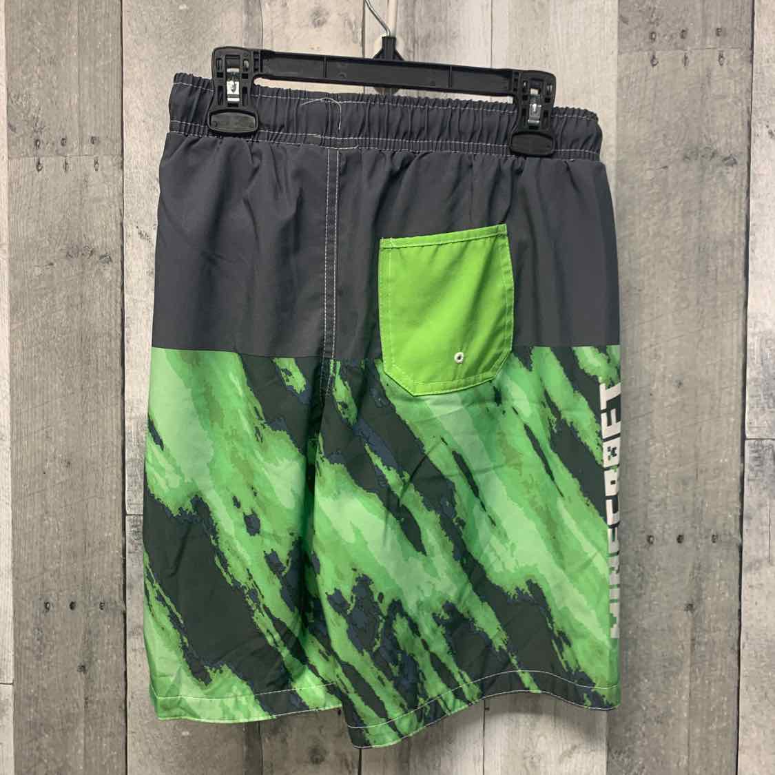 Size 10/12 Green/Gray Minecraft Swim Trunks