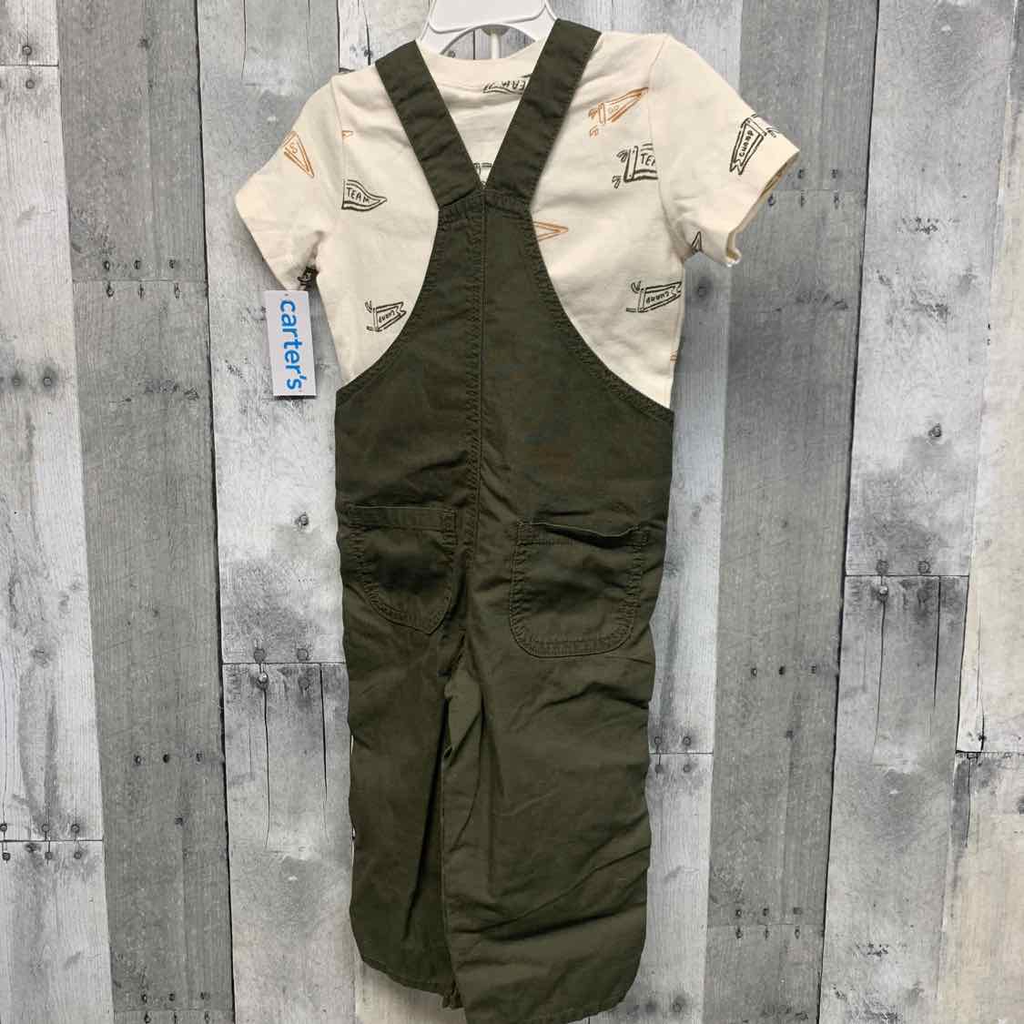 Size 24 Months White/Green Carter's Shirt/Pants