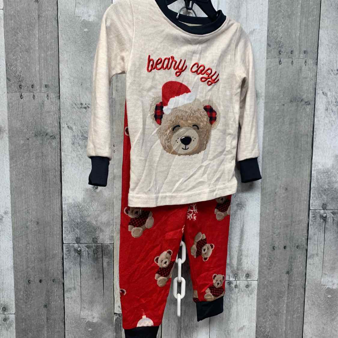 Size 2T Tan/Red Mid Brand 2pc PJs