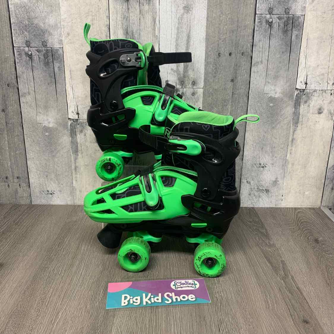 Size 3/6 Green/Black Roller Derby Skates