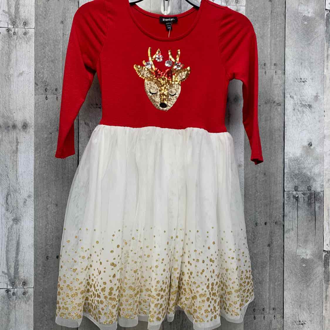 Size 8 Red/White Zunie LS Dress