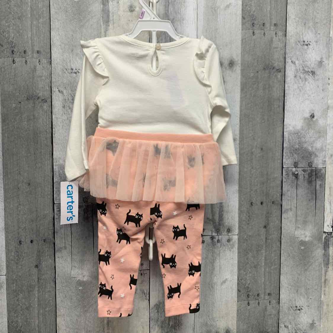 Size 9 Months White/Pink Carter's Shirt/Leggings