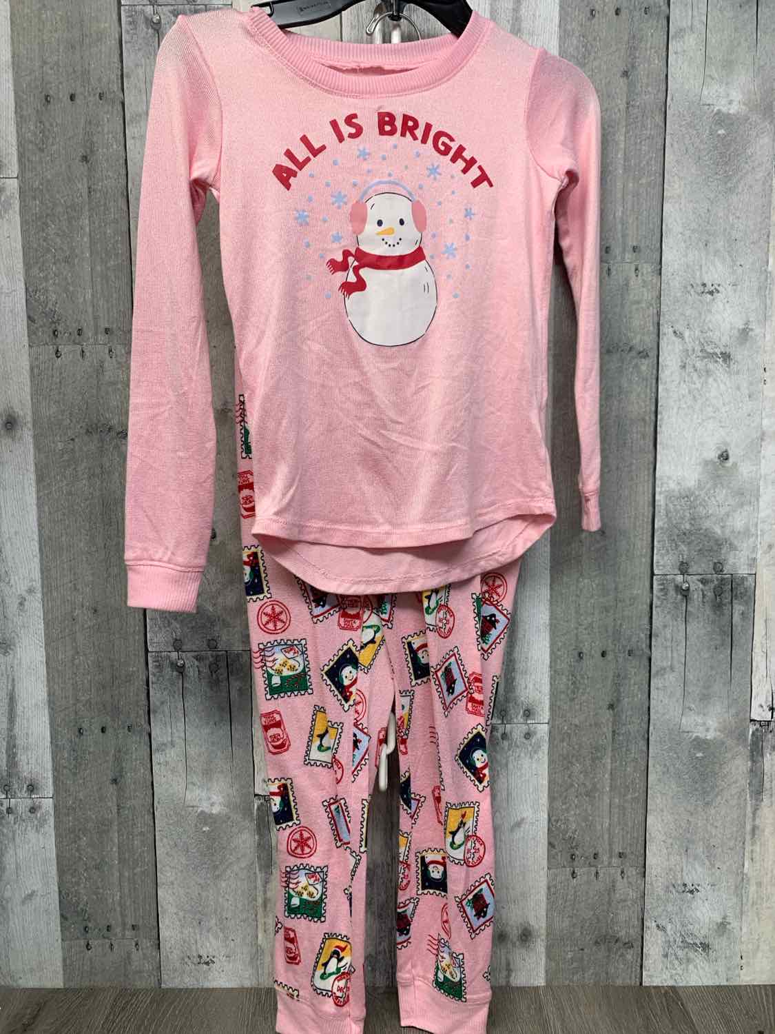 Size 8 Pink Print Holiday Brands 2pc PJs
