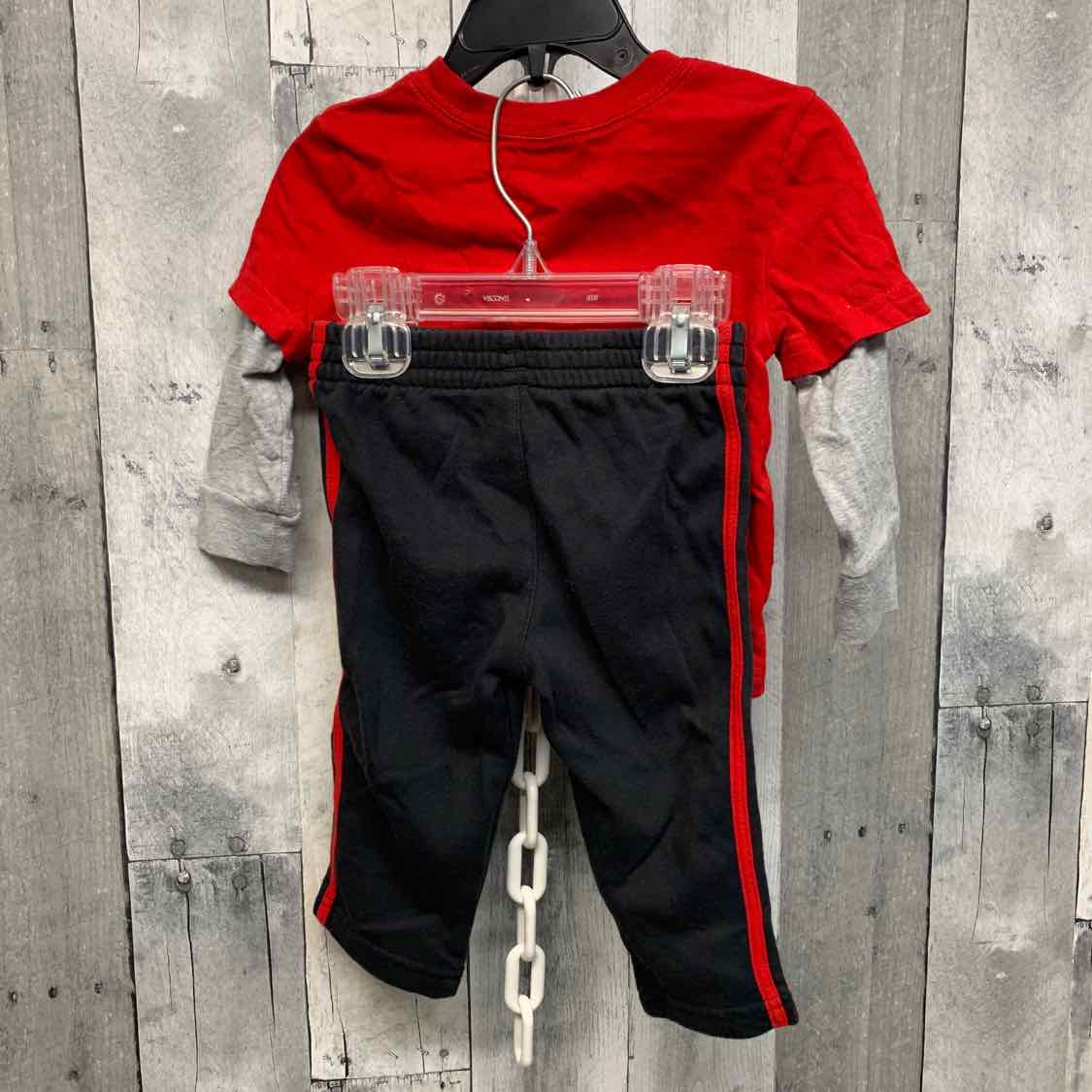Size 9 Months Red/Black Sport Brand Shirt/Pants
