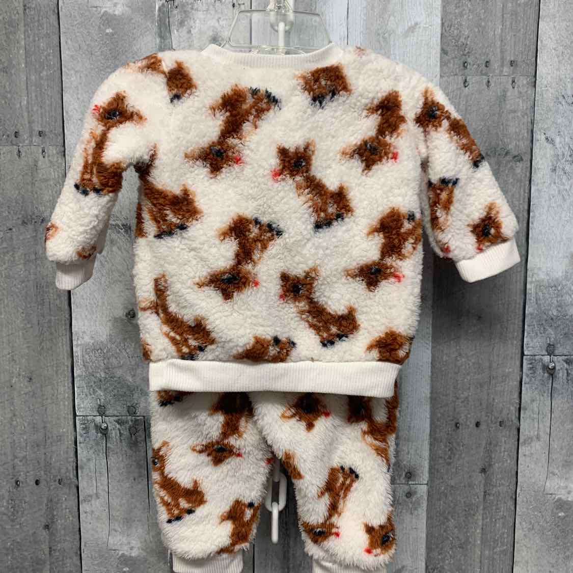 Size 6 Months White Print Holiday Brands Sweats - 2pc