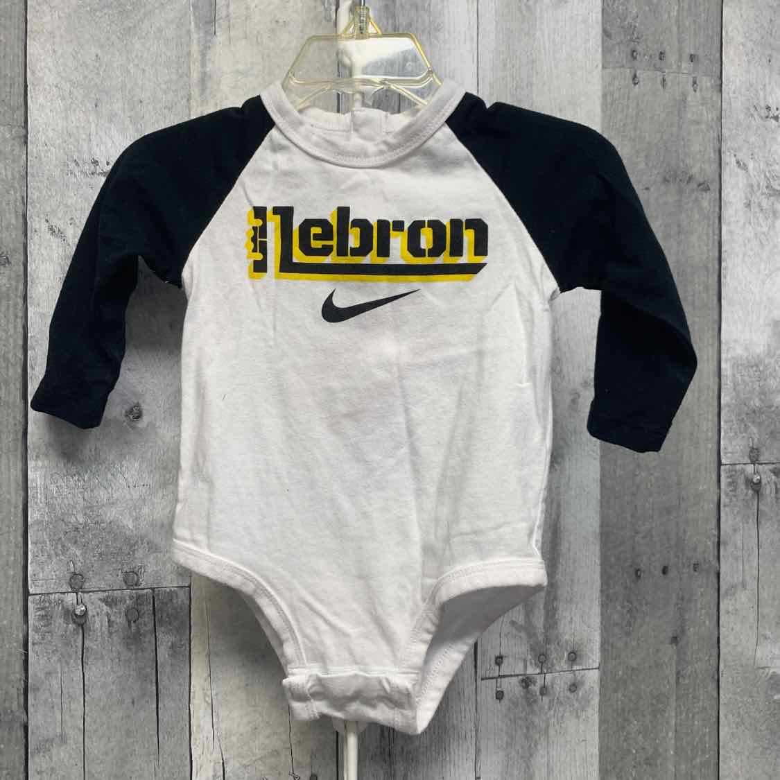 Size 9 Months White/Black Sport Brand Bodysuit