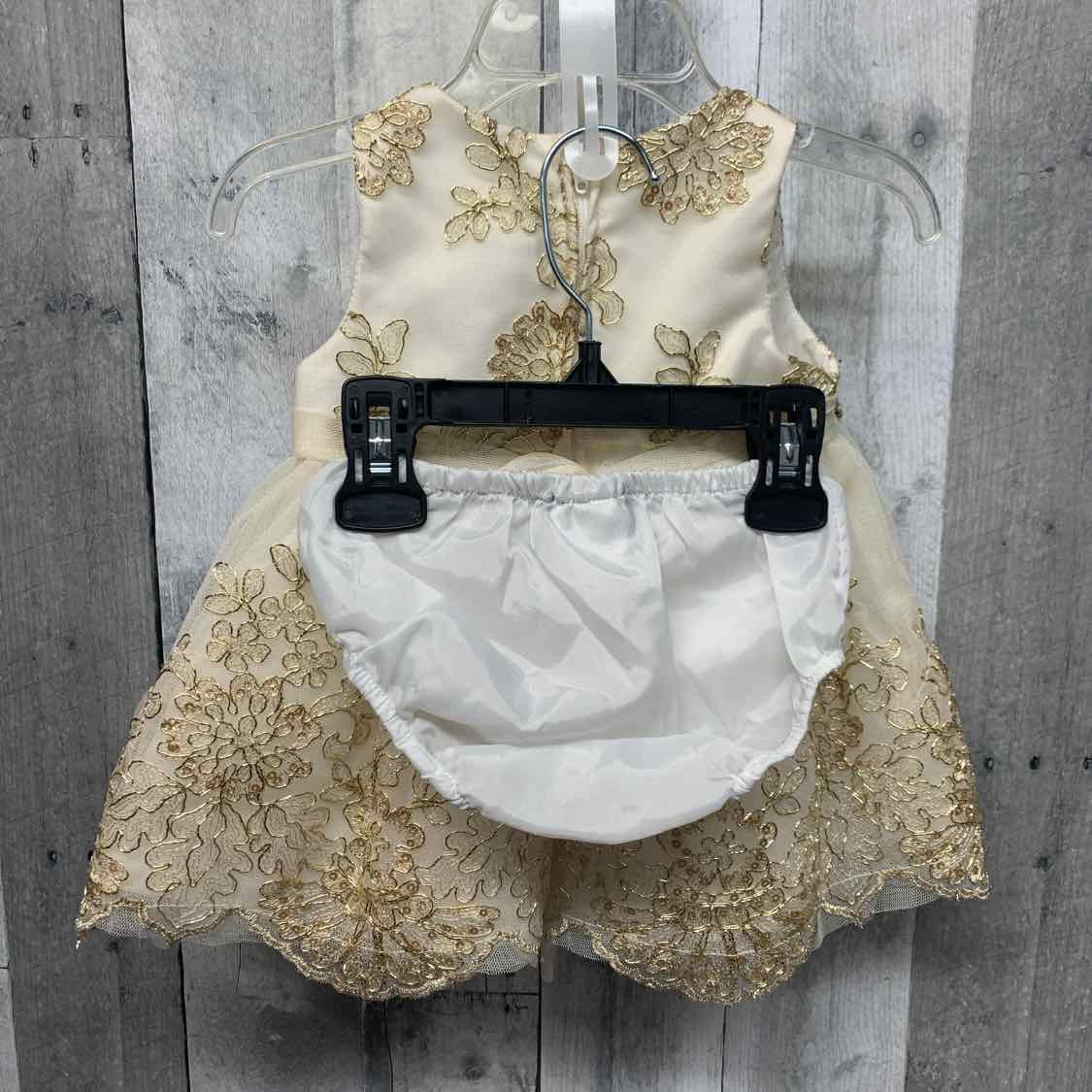 Size 6-9 Months Ivory/Gold Rare Editions 2pc Dress