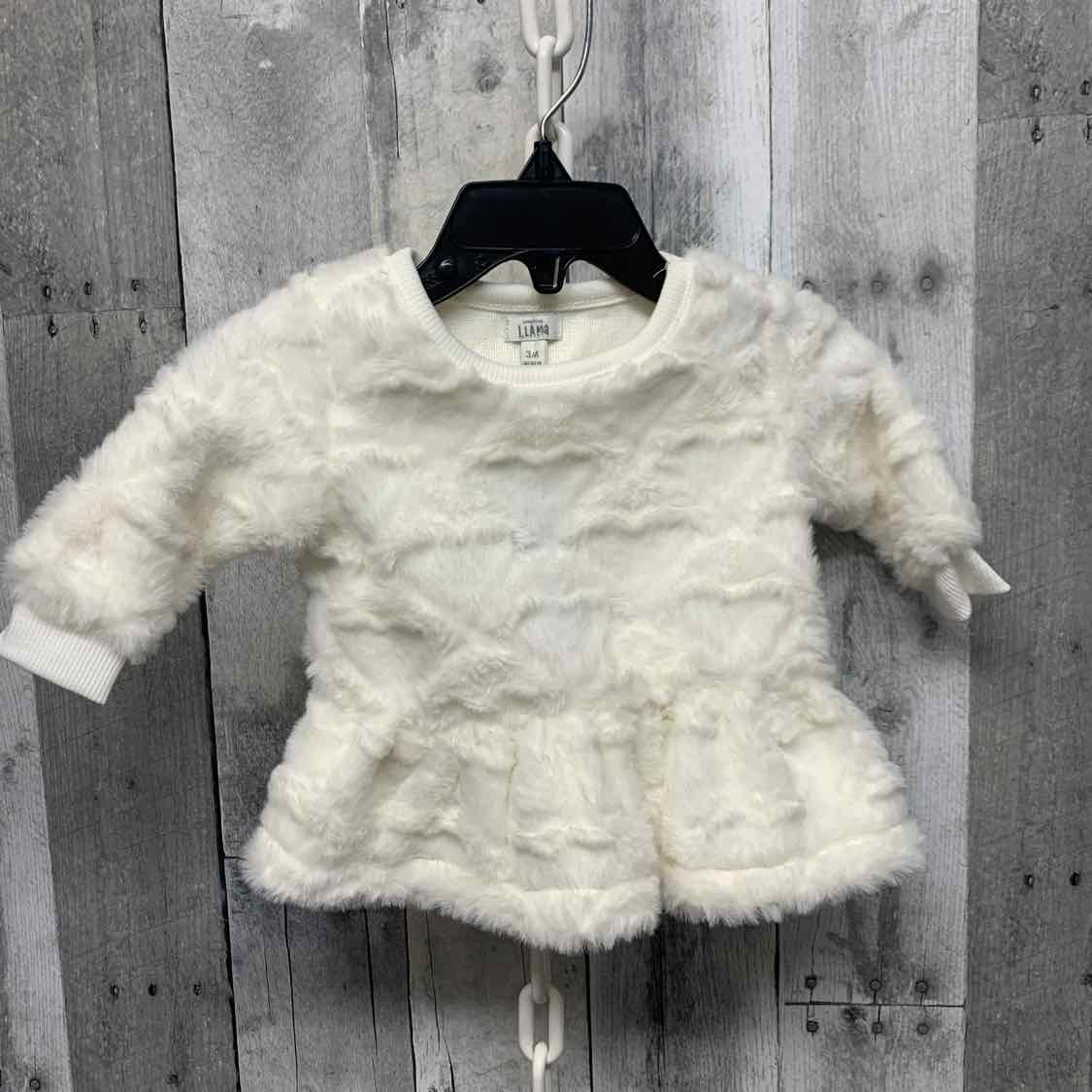 Size 3 Months White Laughing Llama Pull Over