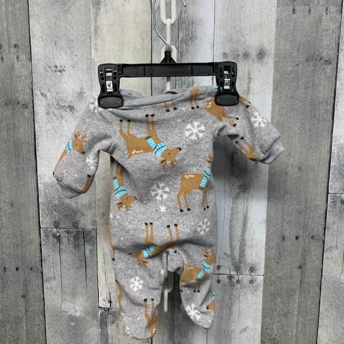 Size Preemie Gray Print Simple Joys Footy PJs