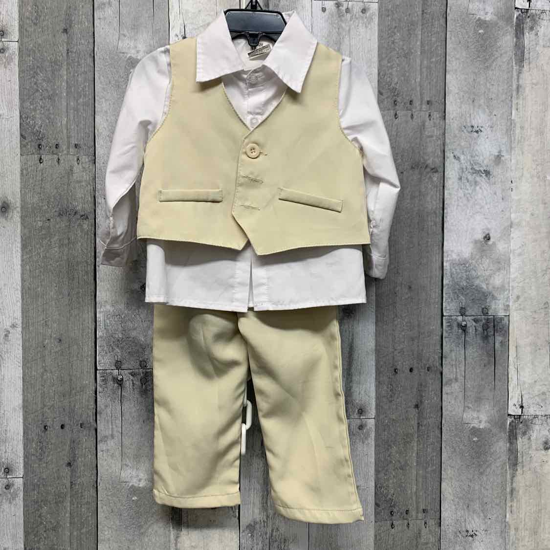 Size 12-18 Months White/Tan B Brand 2pc+ Suit - OodlesCB