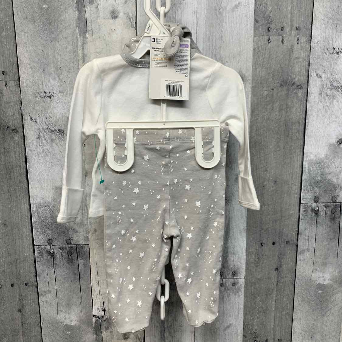 Size 0-3 Months White/Gray Gerber Shirt/Pants