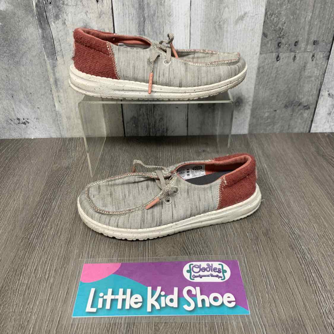 Size 12 Gray/Burgundy Hey Dude Loafers