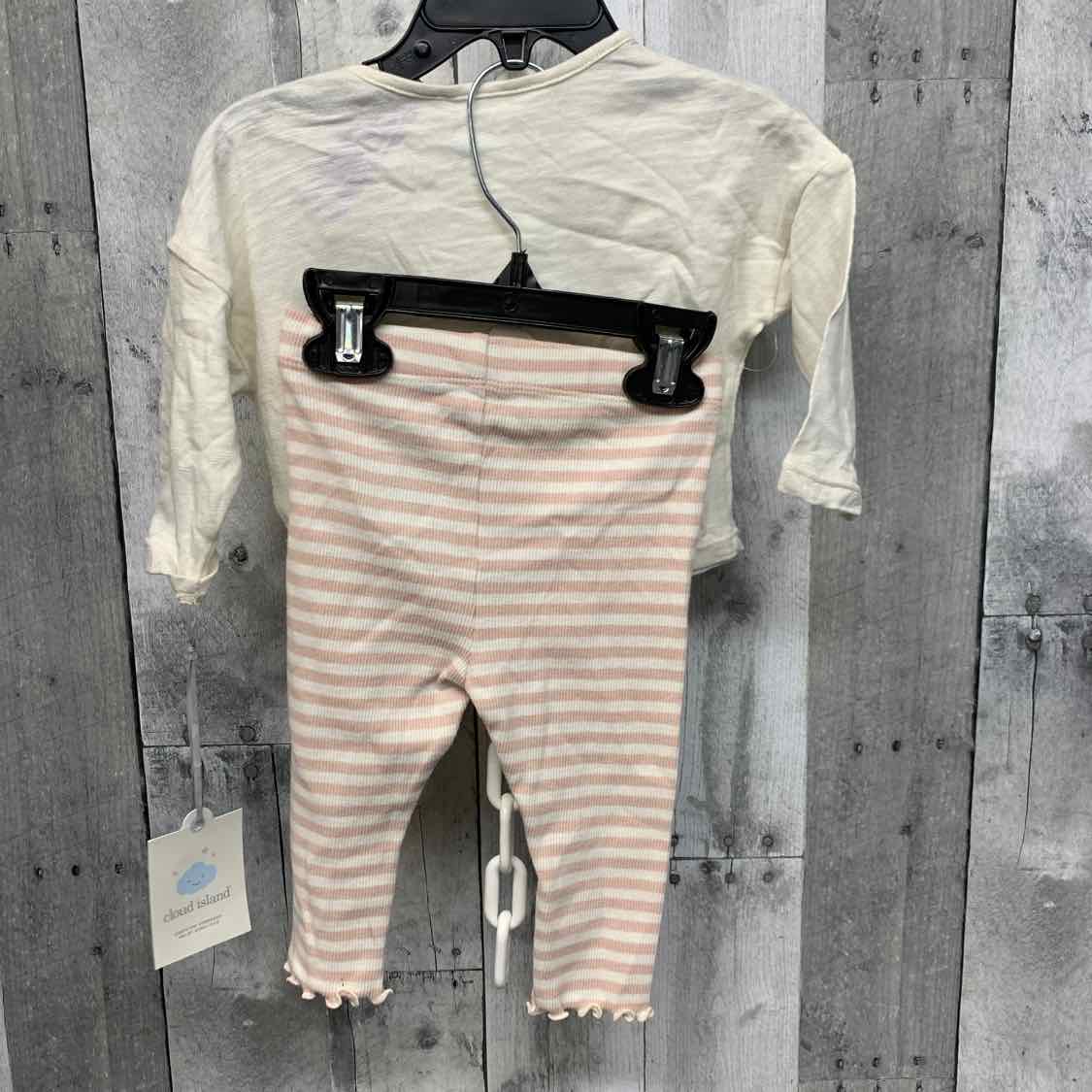 Size 3-6 Months Pink/Ivory Cloud Island Shirt/Leggings