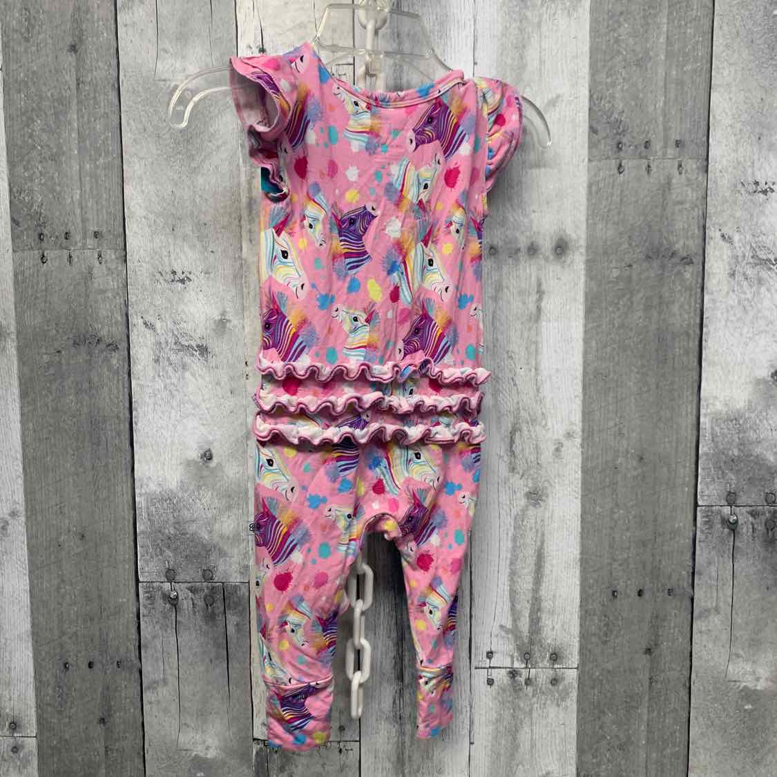Size 6-9 Months Pink Print Bamboo Footy PJs