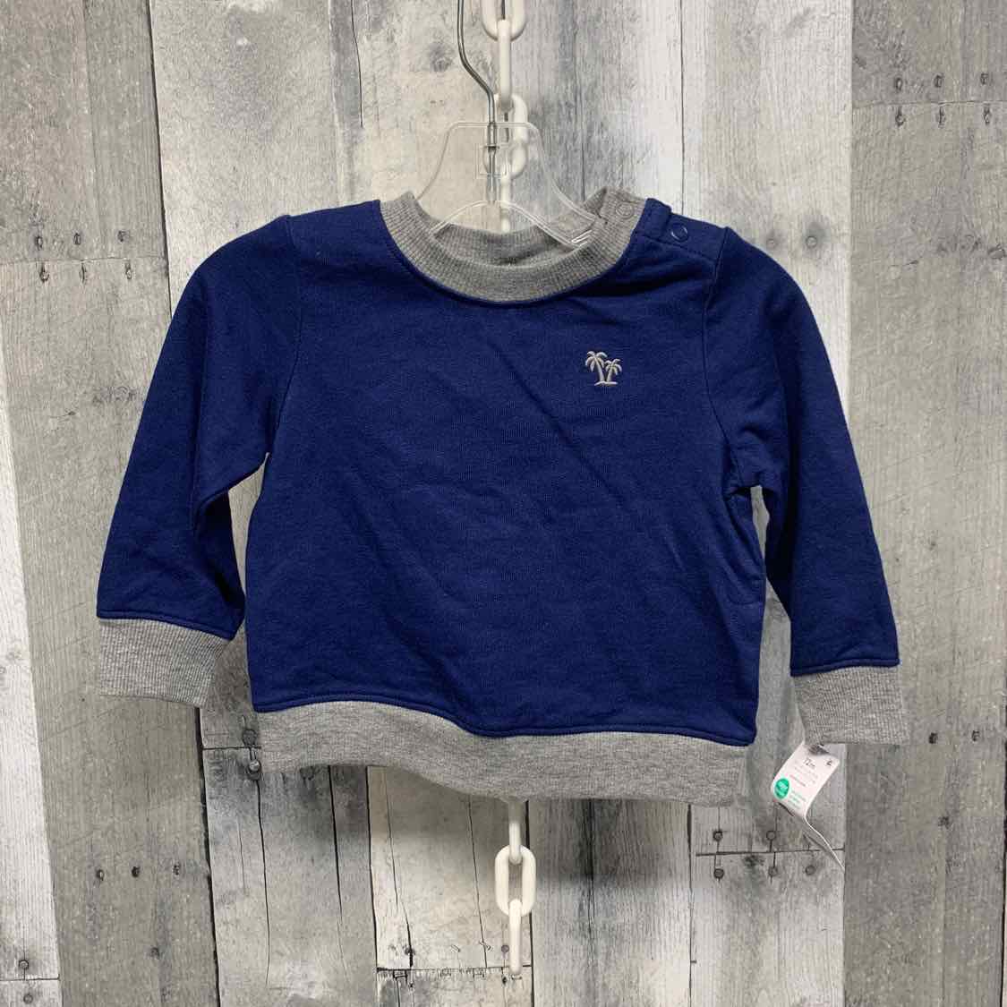 Size 12 Months Navy/Gray Carter's Long Sleeve Shirt