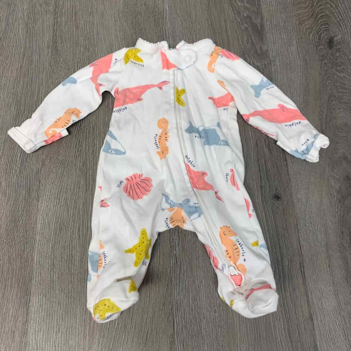 Size Preemie White Print Child of Mine Footy PJs