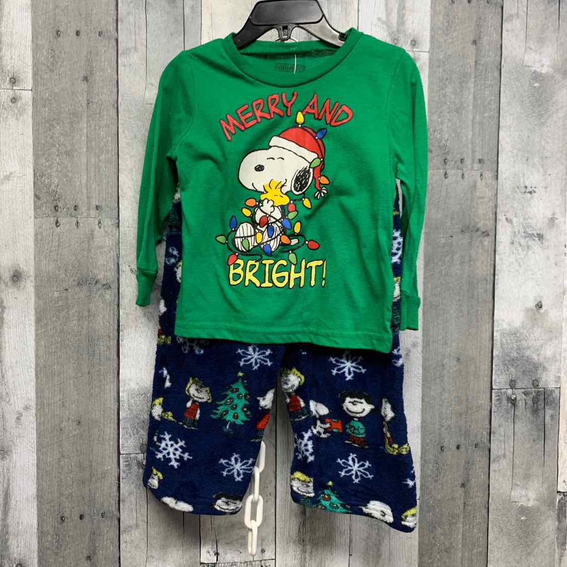 Size 3T Green/Blue Peanuts 2pc PJs