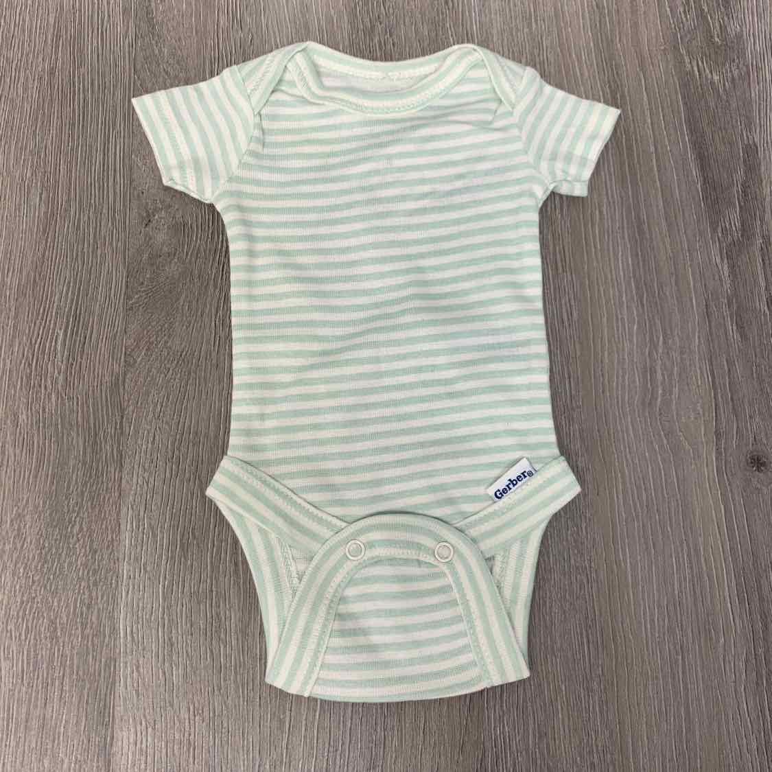 Size Preemie White/Green Gerber Bodysuit