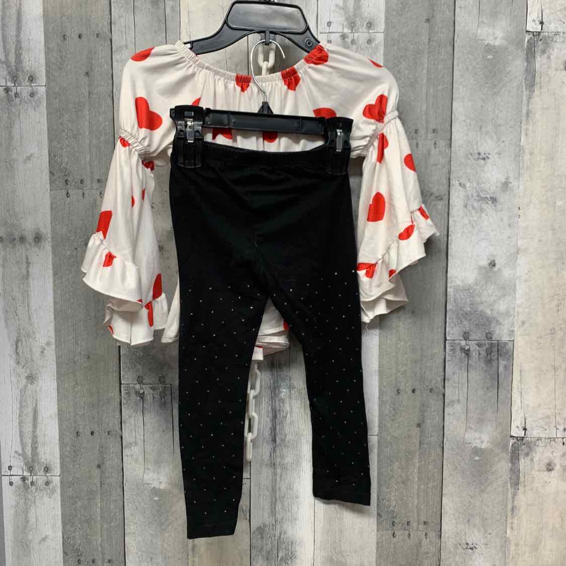 Size 5T White/Black Boutique Brand Shirt/Leggings