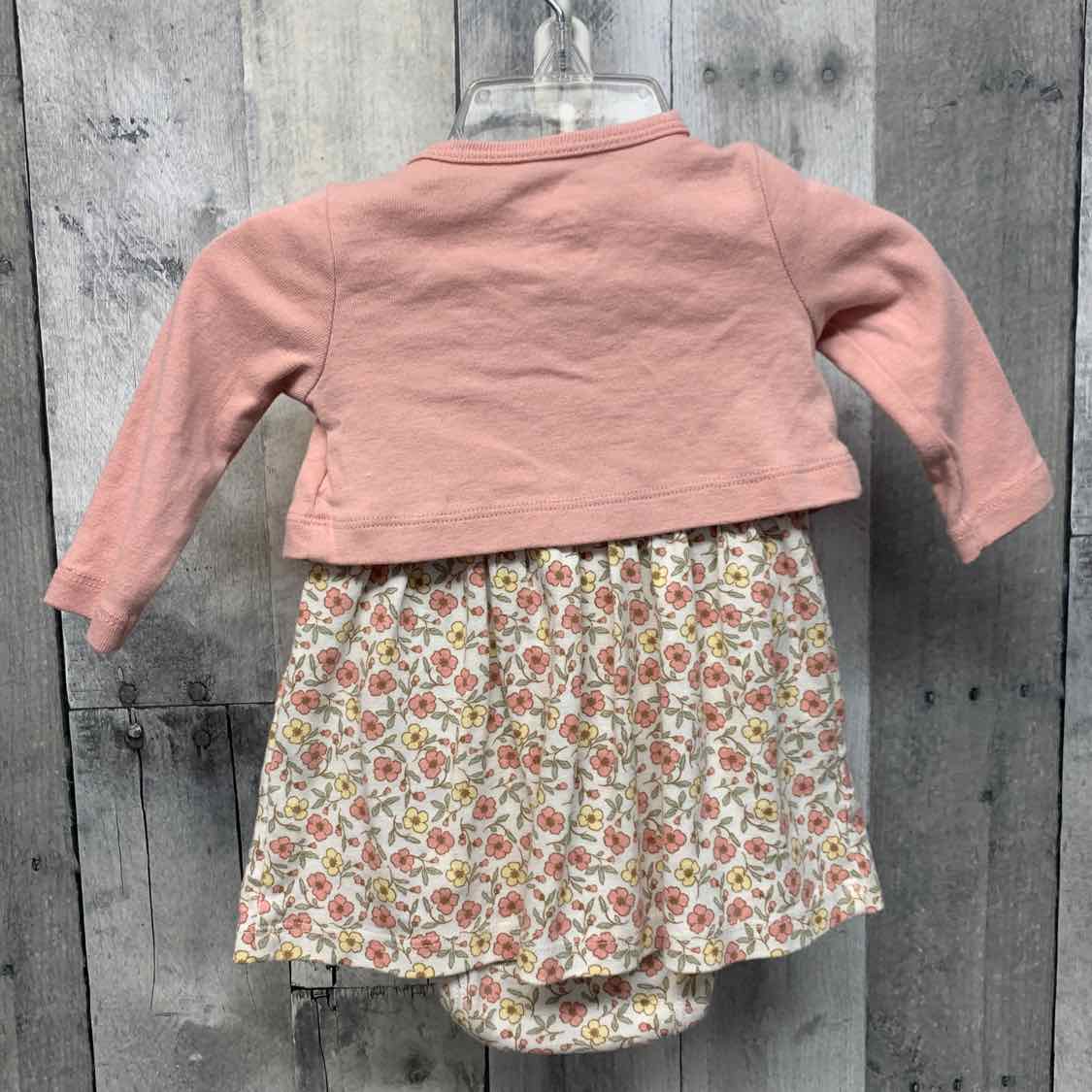 Size 0-3 Months White/Pink Child of Mine 2pc Dress