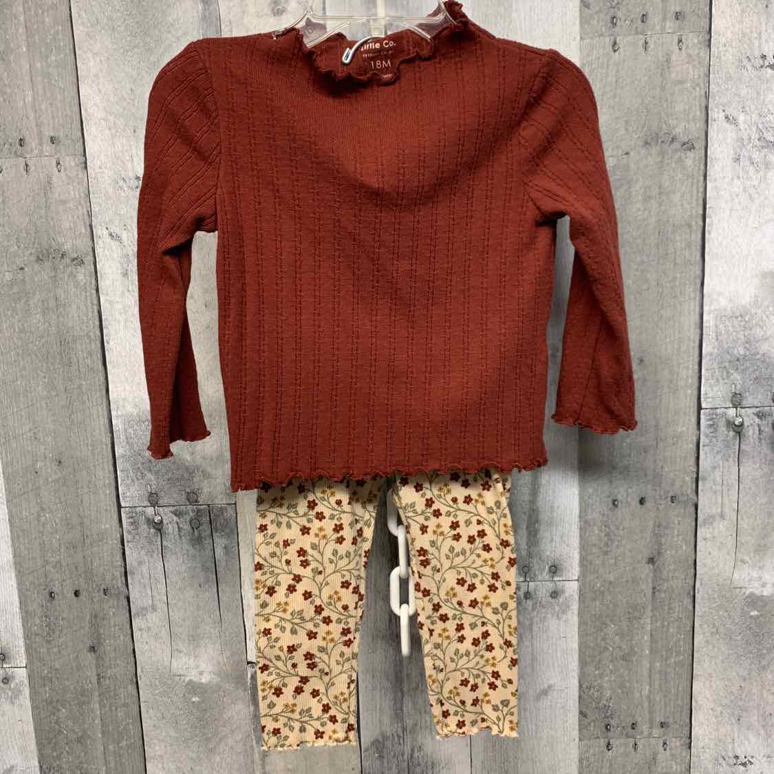 Size 18 Months Red/Tan Mid Brand Shirt/Leggings