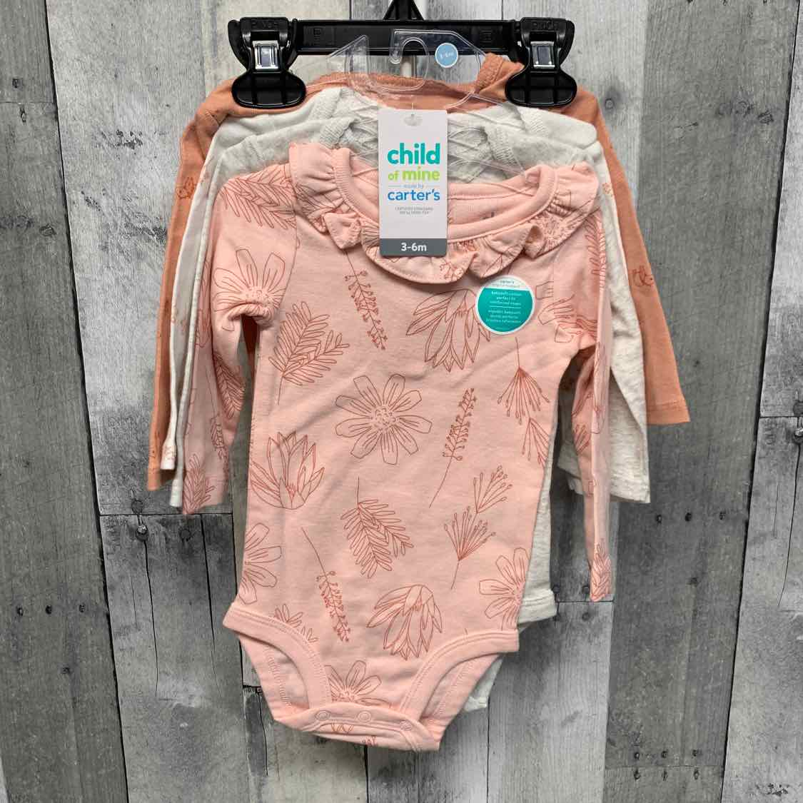 Size 3-6 Months Pink/Gray Child of Mine Bodysuit