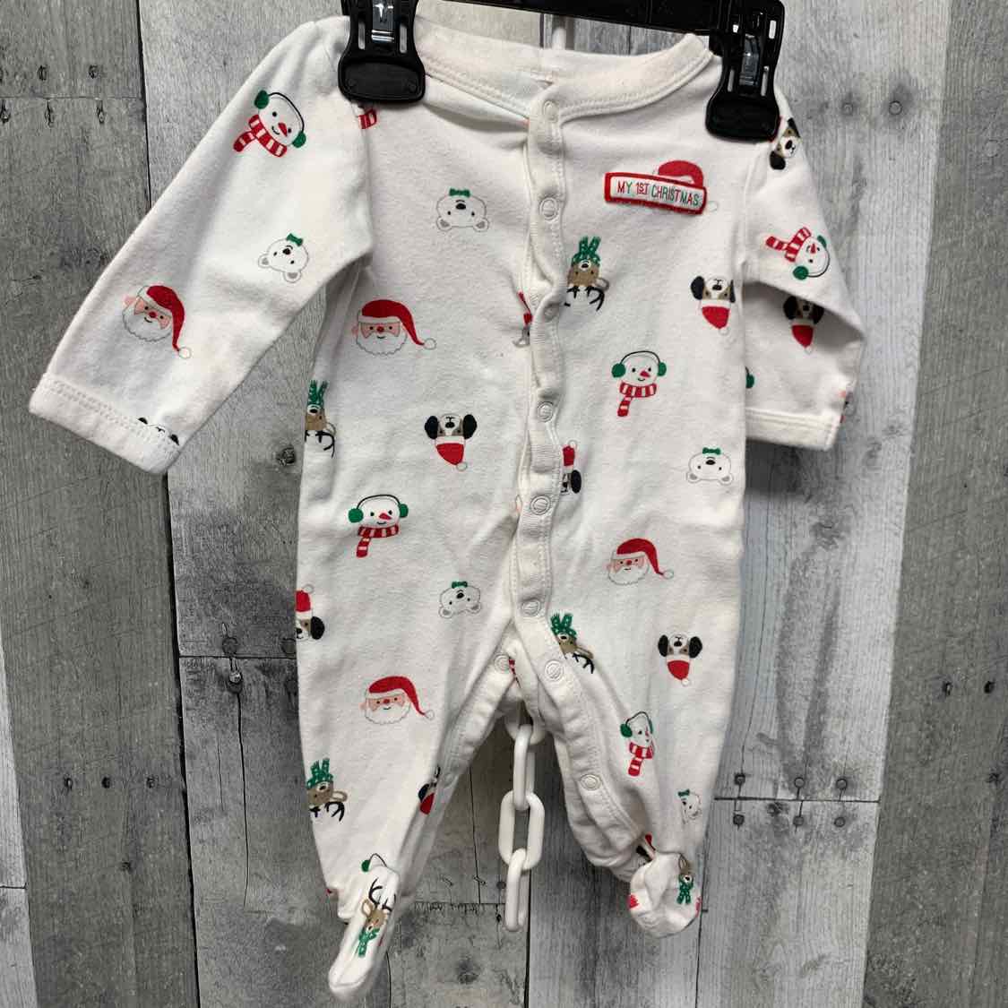 Size 3 Months White Graphic Carter's Footy PJs