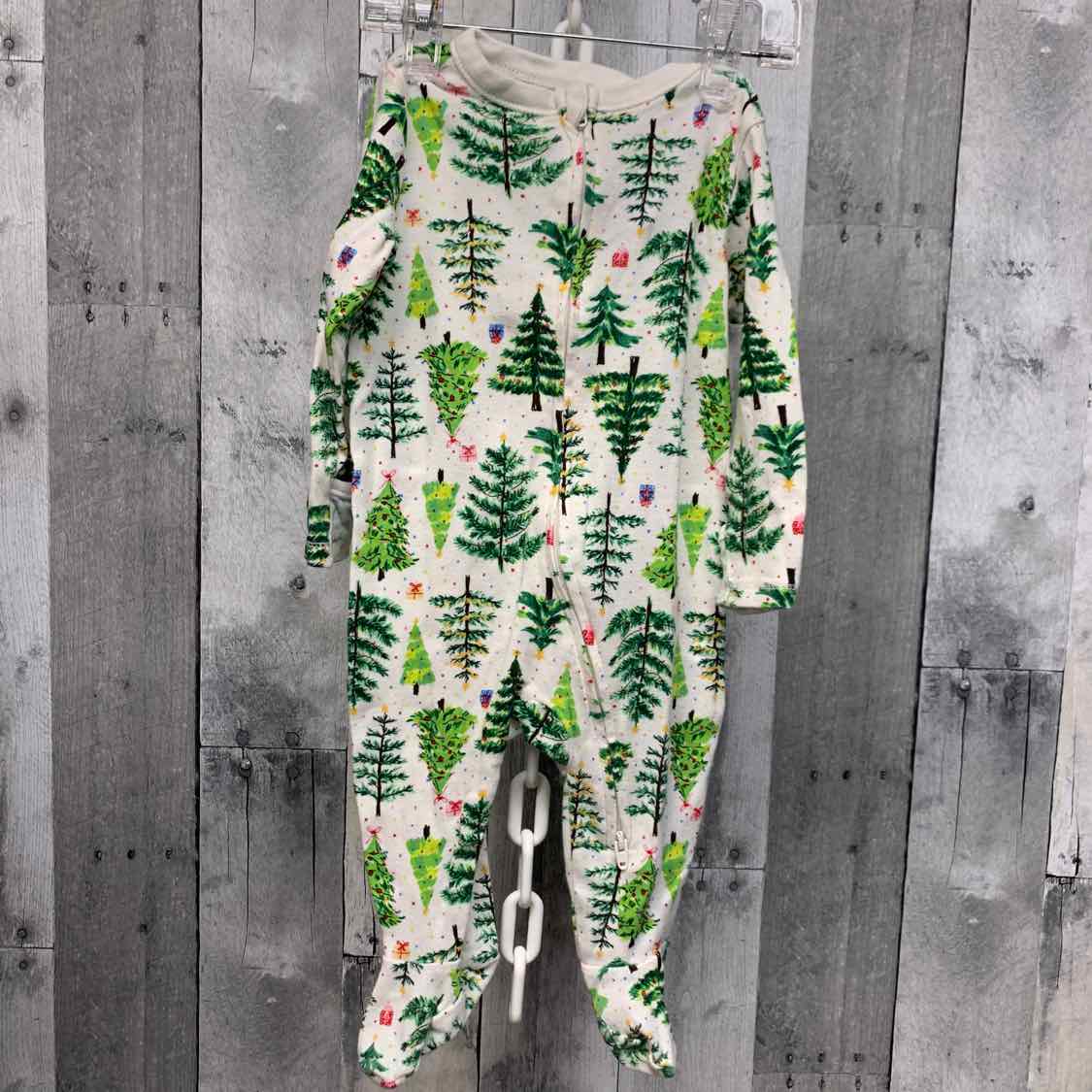 Size 3-6 Months White/Green Old Navy Footy PJs