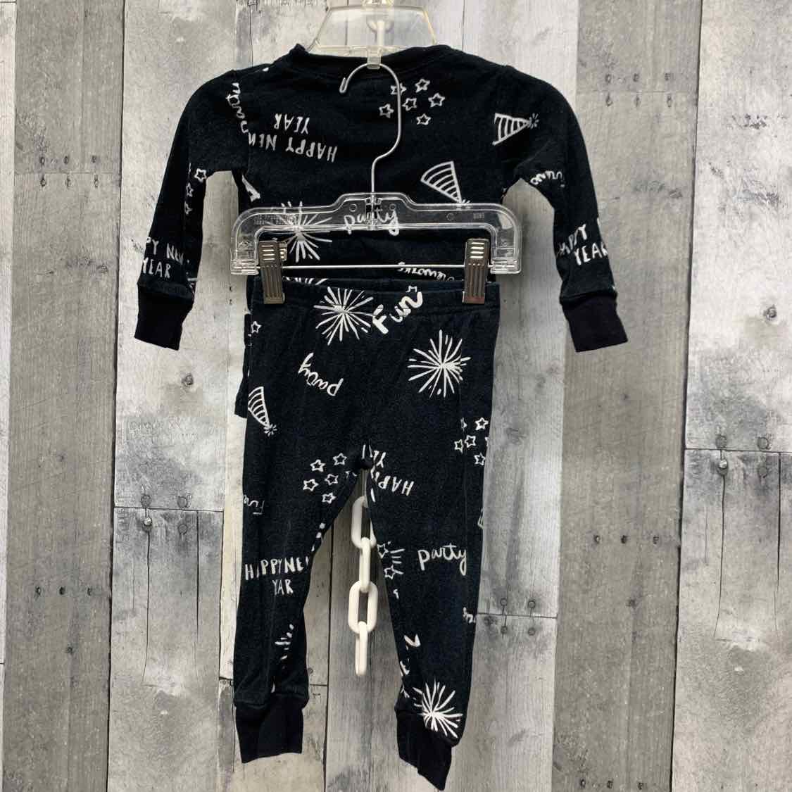 Size 12 Months Black Print Carter's 2pc PJs