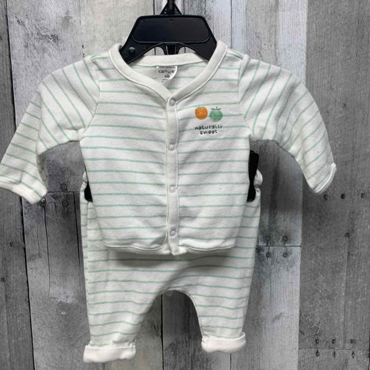 Size Newborn White/Green Carter's Shirt/Pants