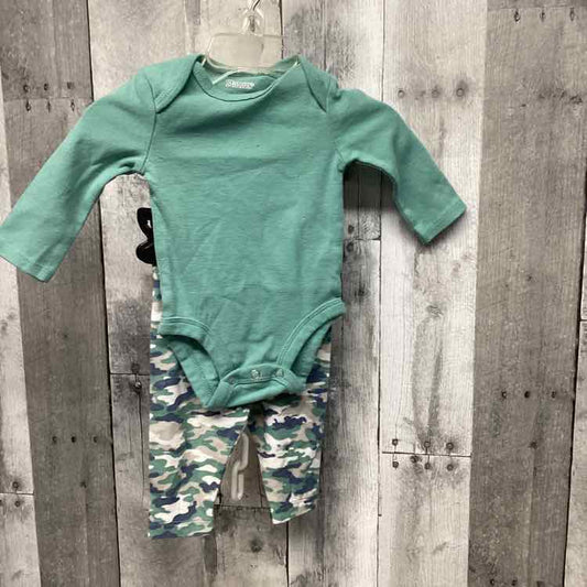 Size 0-6 Months Green/Navy Hanes Shirt/Pants