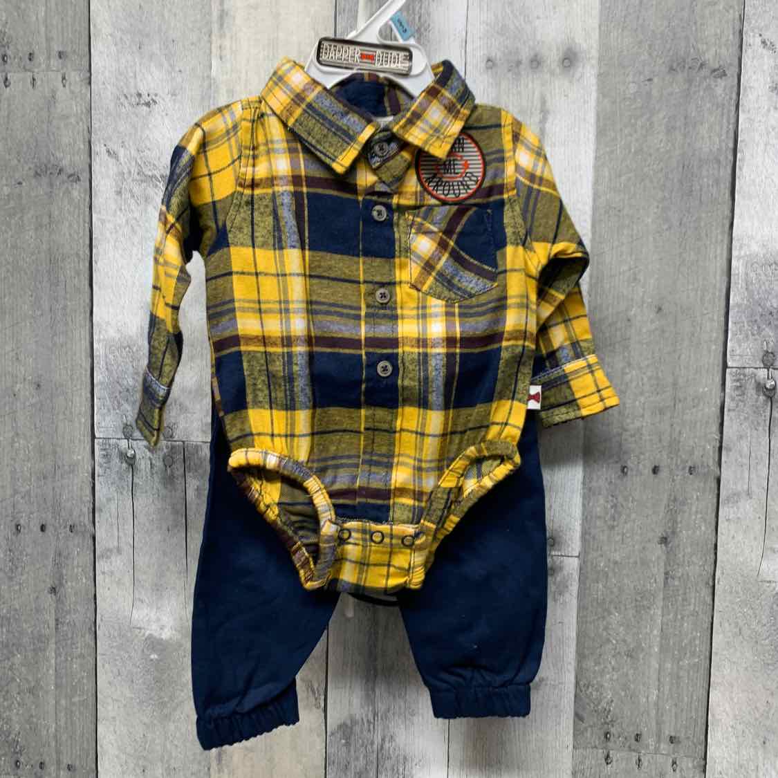 Size 0-3 Months Yellow Plaid B Brand Shirt/Pants